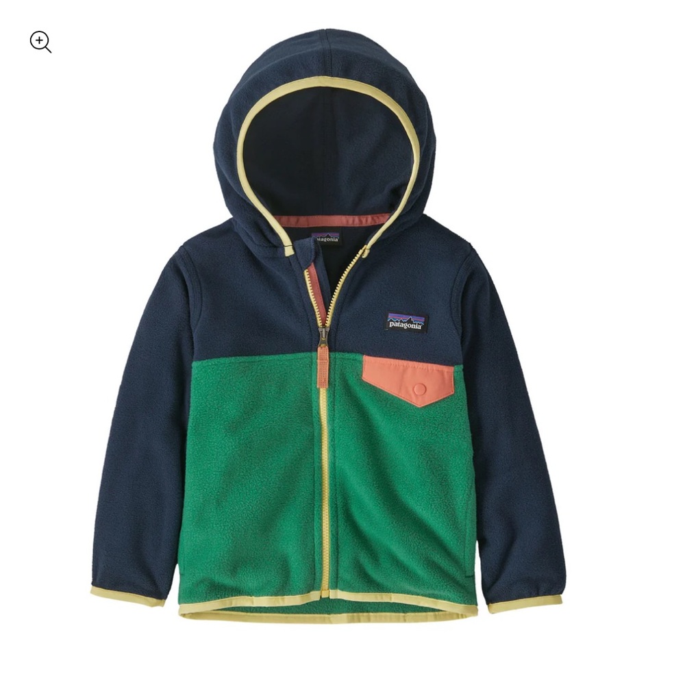 Patagonia Kids' Navy and Green Fleece Hoodie